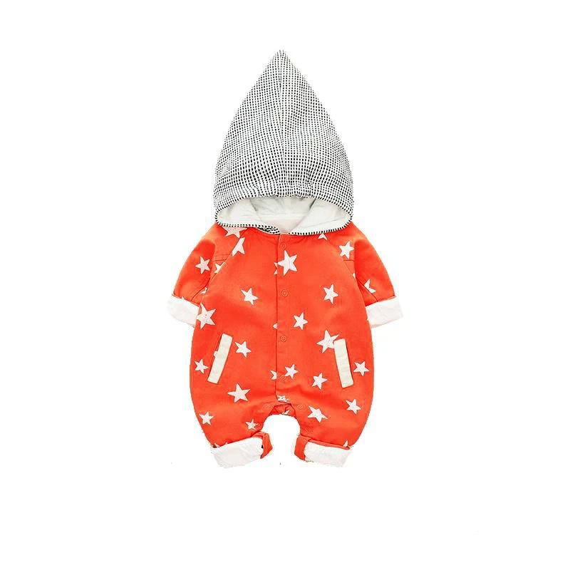 

fashion Baby Boy Girl Warm Winter Star Printed Pattern Bebe Rompers Thicken Cotton Baby Clothing Toddler Clothes