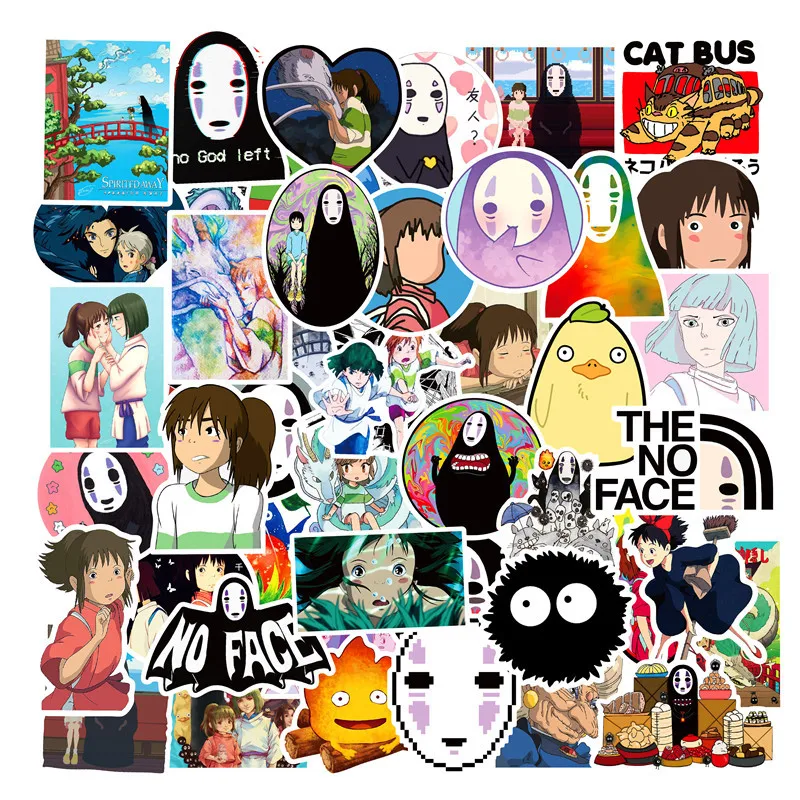 

50PCS Miyazaki Hayao Anime Stickers Moving Castle Spirited Away Cartoon Stickers For Bike Laptop Book Luggage Kids Toys F4