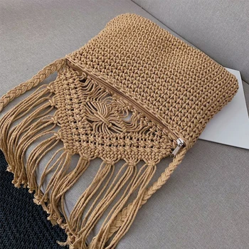 

Bohemian Round Long Tassel Straw Bags Rattan Women Crossbody Bags Lady Shoulder Bag Summer Beach Bali Bags Cross Body Bag