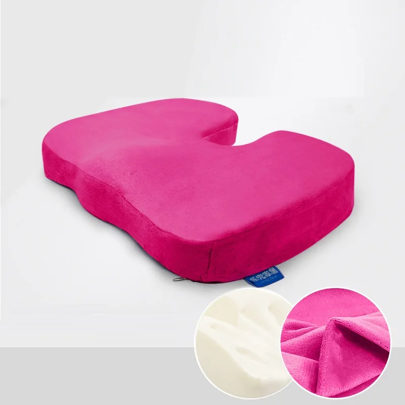 Ergonomic Design Orthopedic Coccyx Pillow Memory Foam Seat Cushion for Chair Wheelchair Students Worker Office Chair Cushion - Название цвета: rose red
