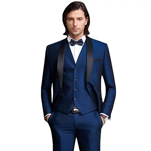 

Men's Shawl Lapel 3-Pieces Suit Slim Fit One Button Dress Suit Blazer Jacket Pants Tux Vest mens Suits with Pants Costume Homme
