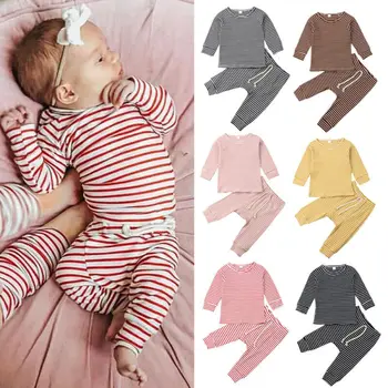 

2Pcs Newborn Toddler Infant Baby Boy Girl Clothes Striped T-shirt Tops +Pants Leggings Outfit Set Long Sleeve Clothing