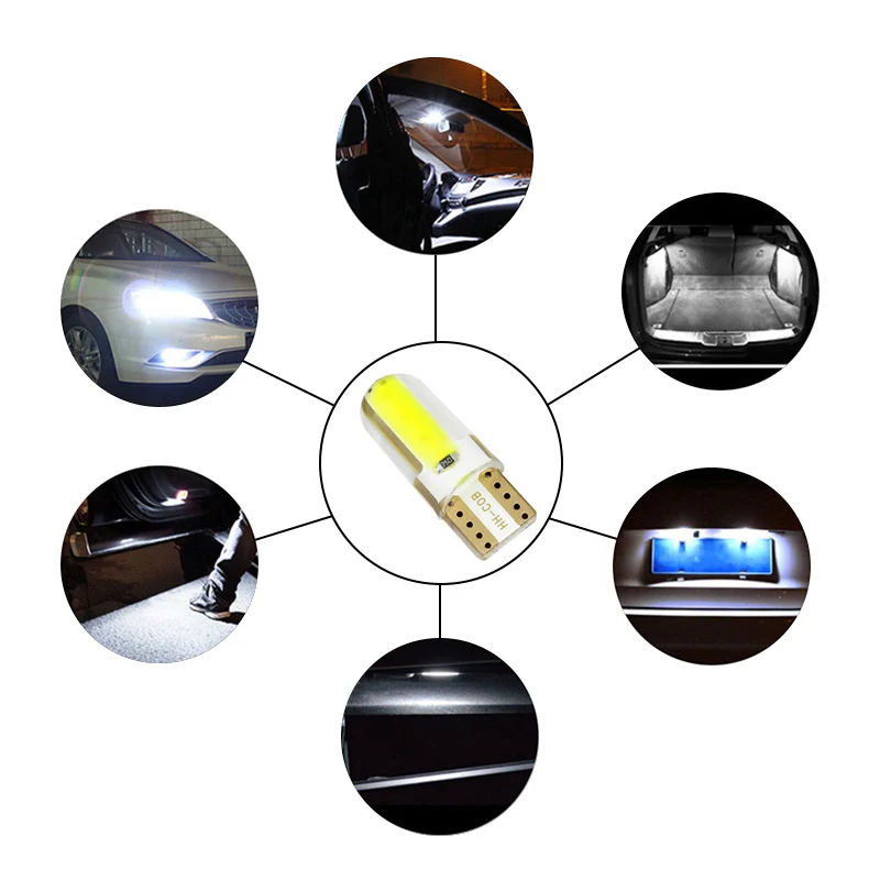 10 шт. силикагель светодиодный COB W5W T10 194 8SMD клинообразный светильник лампа авто