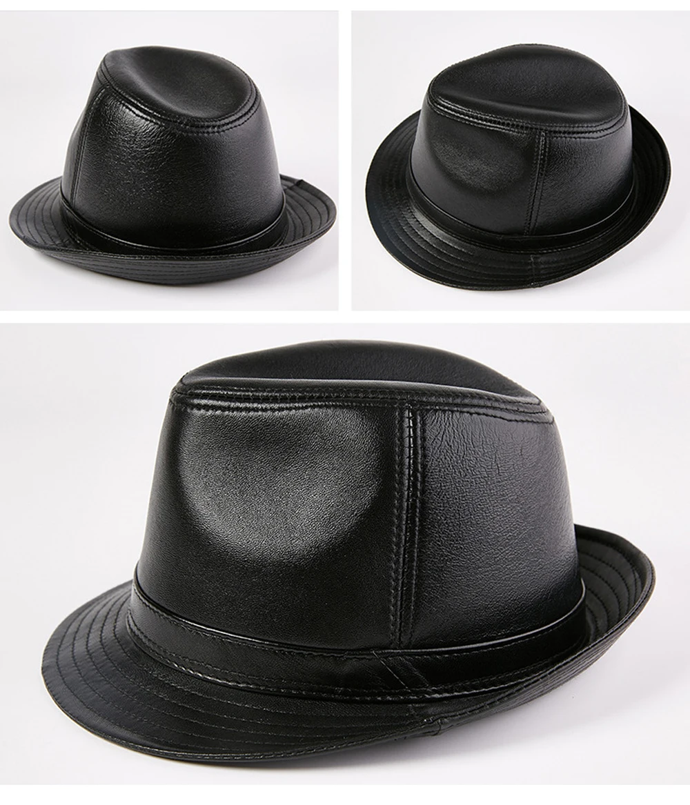 Зимний британский джентльмен джаз шляпа мужская из натуральной овчины кожаные кепки ковбой Натуральная овечья кожа шапки бренд качество