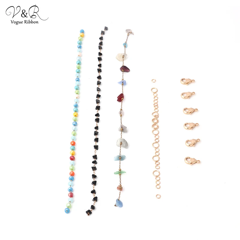 

Vogue Ribbon Diy Handmade Jewelry Semi-precious Stone Braclet Set Materials Fashion Jewelry Accessories Making More Fun DIY-107