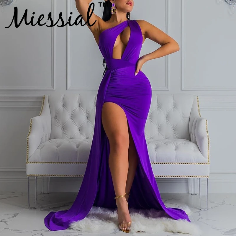 Miessial, фиолетовое, открытое, облегающее, длинное платье, для женщин, с разрезом, вечерние, для ночного вечера, элегантное платье, женское, без рукавов, халат, сексуальное, Клубное платье