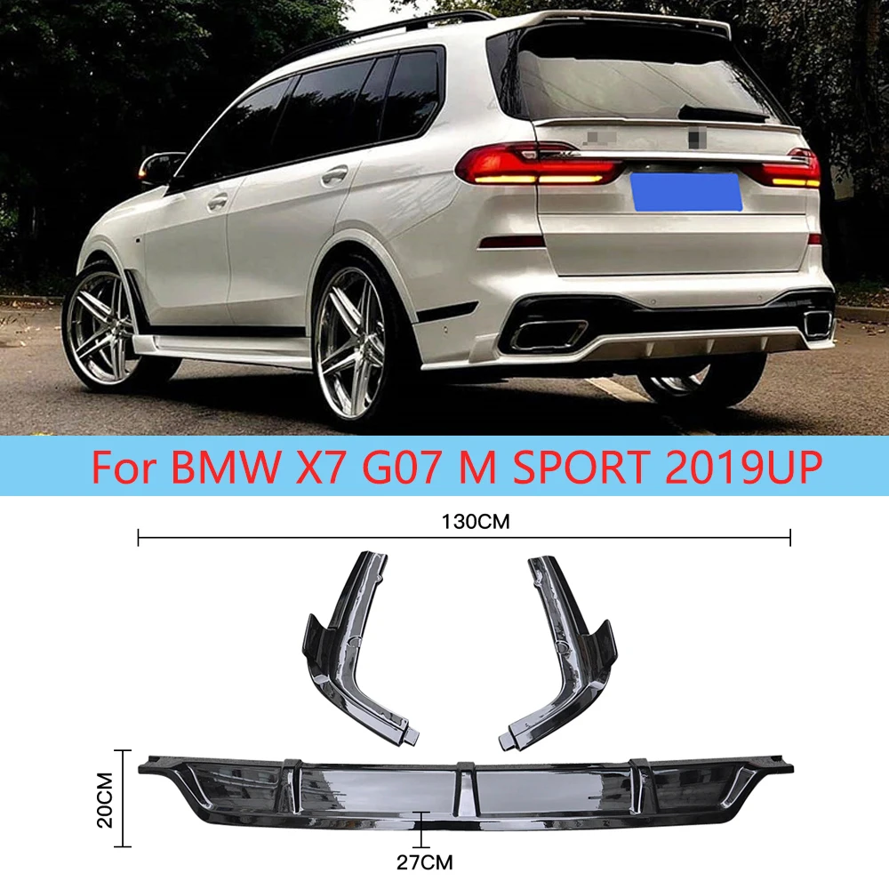 

ABS Mterial Gloss Black Rear Diffuser Bumper Lip Spoiler Splitters For BMW X7 G07 M SPORT 2019 UP