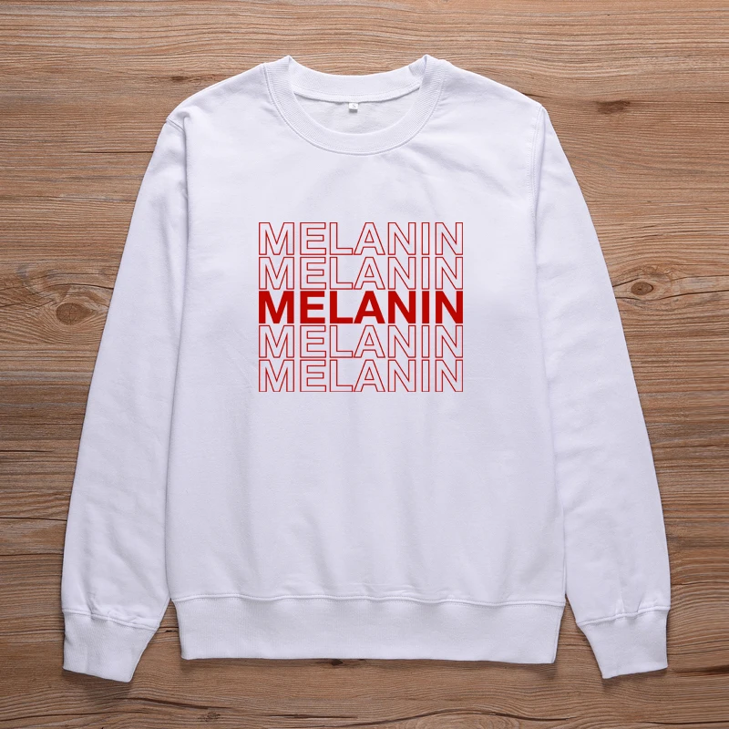 White-Red ONSEME Melanin капелька унисекс Толстовка черная девочка волшебный лозунг Crewneck пуловеры для женщин уличная Harajuku толстовки спортивный костюм - Цвет: White-Red