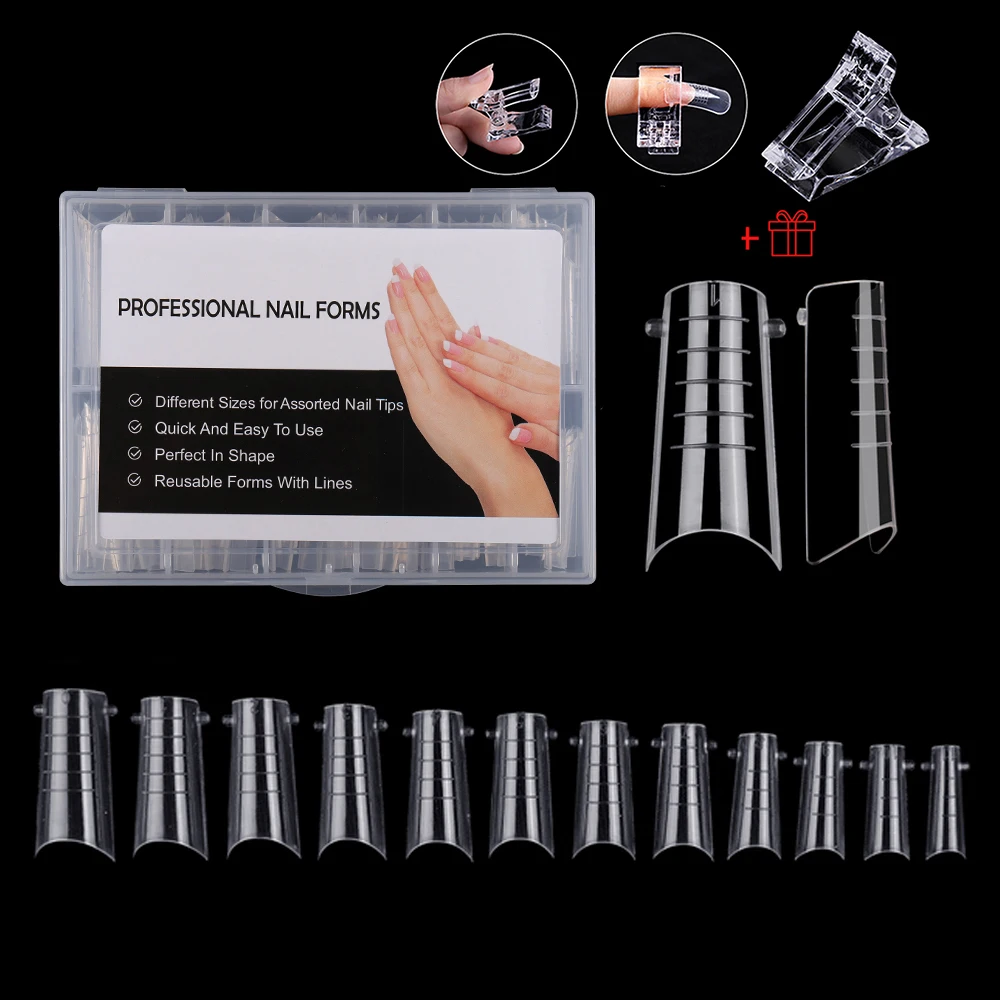 Enhanced Square Dual Forms for Quick Nail Extensions - Clear Top for Full Cover French Tips