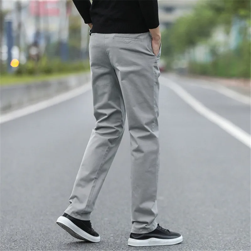 2019 Loose Straight Casual Pants Autumn New Wide Leg Fat Trousers Cotton Stretch Fashion Large Size Men's Solid Color Pants