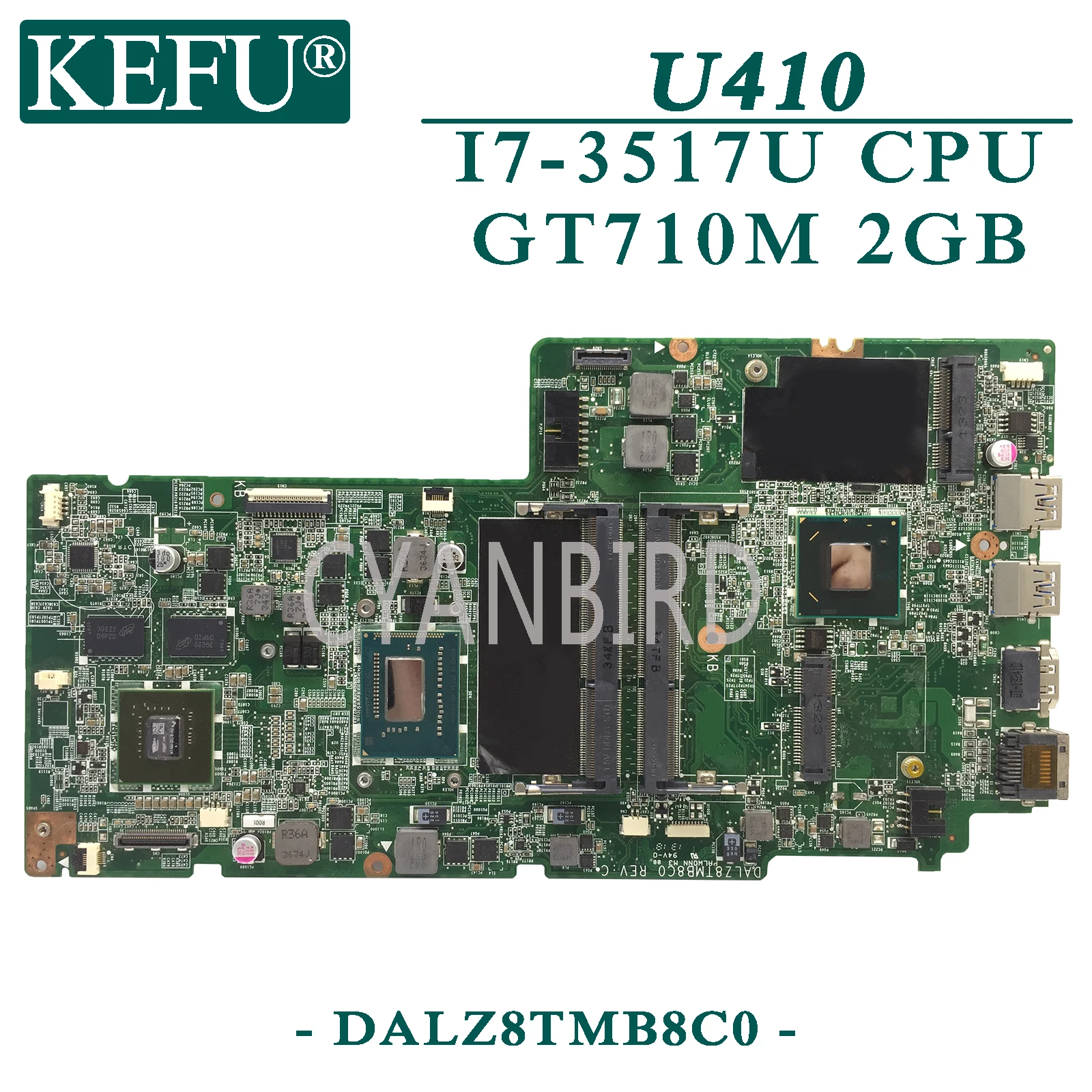 KEFU DALZ8TMB8C0 оригинальная материнская плата для ноутбука Lenovo U410 с I7-3517U GT710M-2GB |