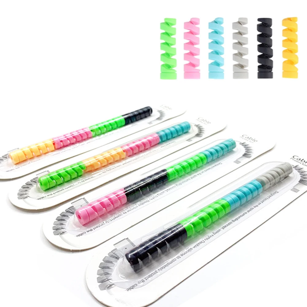 

4Pcs Universal Easy Use USB Wire Data Cable Protector Solid Soft Anti-break Cover Charging Line Spiral Winder Mobile Phone