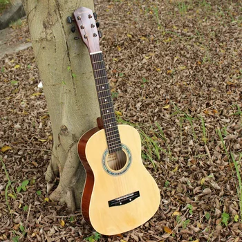 

34-Inch Beginner's Entry Practice Piano Log Color Guitar Folk Wooden Guitar Travel Portable Guitar Instrument