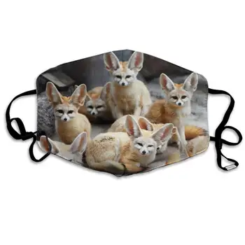 

Cute Fennec Fox Animal Washable Reusable Mask, Cotton Anti Dust Half Face Mouth Mask For Kids Teens Men Women With Adjustable