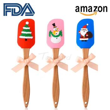 

Food Grade Silicone Butter Scraper Small Number Silicone Spatula Stereo Christmas Pattern Building Blocks Handle 25cm
