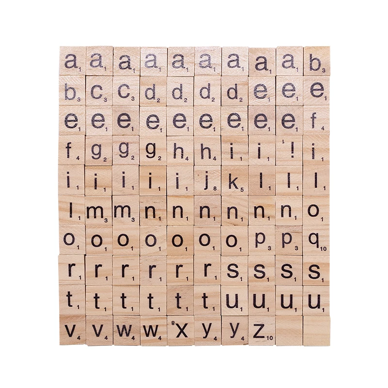 Log-Cabin 100 Alfabeto in legno Piastrelle a scrabble Lettere maiuscole colorate e numeri per Artigianato artistico Decorazione fai da te Visualizza parole inglesi capital letters 