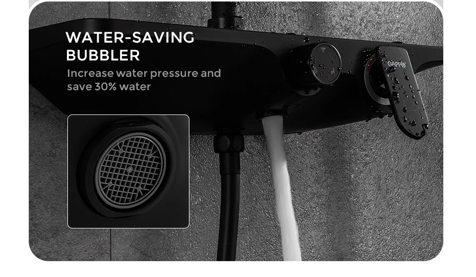 Gappo真鍮シャワー蛇口浴室降雨シャワーシステムブラック蛇口ミキサー特大棚シャワー蛇口G2495 5|シャワー 蛇口| - AliExpress