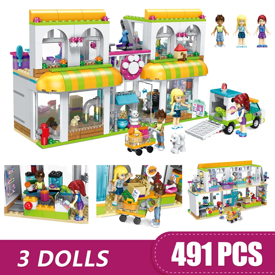 

491+PCS Small Building Blocks Compatible with Legoe friends City pet ceter Toys for children Gift girls boys DIY Education toys