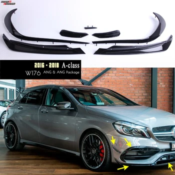 

W176 ABS Front Bumper Lip Canards 8 Pieces / Set for 2016 - 2018 A Class A45 ANG & ANG Pacakge Only