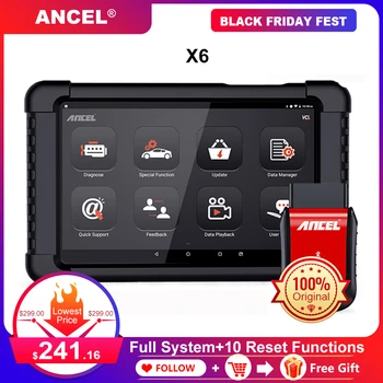 

Ancel X6 OBD2 Scanner Full System OBD 2 Automotive Scanner Oil ABS EPB DPF SAS 10 Reset Functions Bluetooth Car Diagnostic Tool