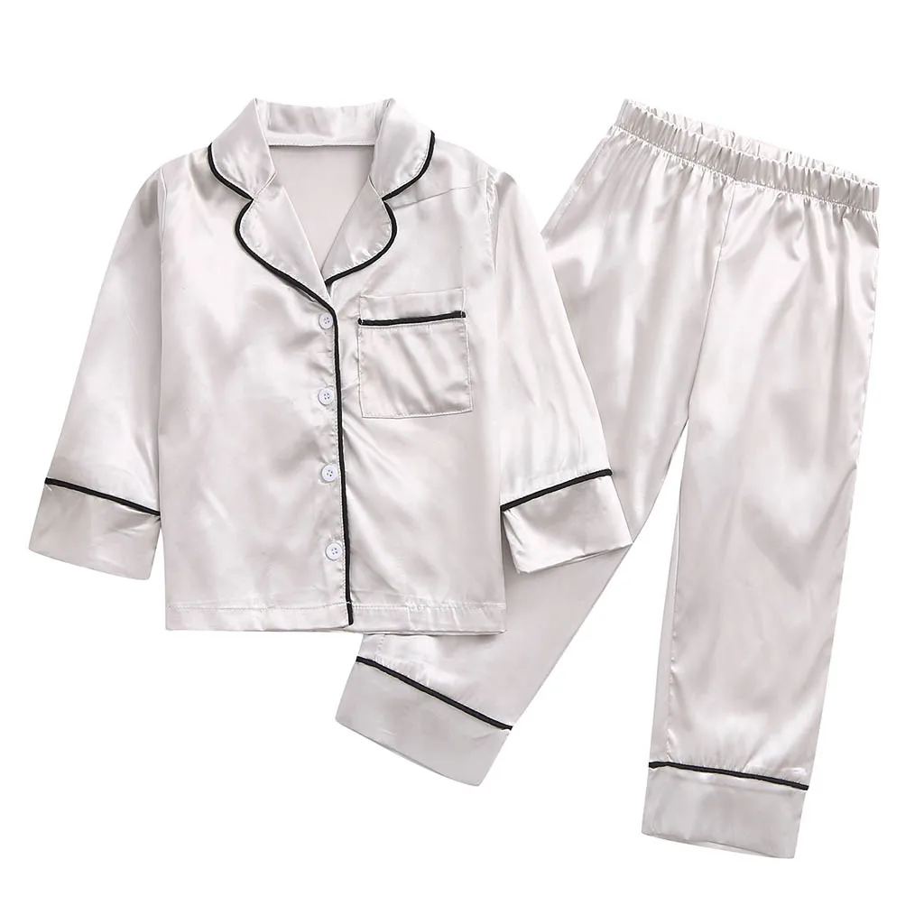 Г. Новые детские топы с длинными рукавами и штаны для маленьких мальчиков и девочек, пижамы, одежда для сна, комплект одежды,# YC104 - Цвет: Серый