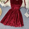 YuooMuoo Elegant Vintage Gothic Spaghetti Strap Dress 2022 Early Fall Basic Women Short Party Dresses Slim High Waist Mini Dress ► Photo 3/6