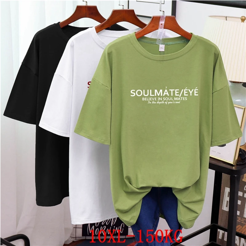 

Футболка женская с круглым вырезом, свободная рубашка с коротким рукавом, черный белый красный топ, большие размеры 7XL 8XL 9XL 10XL, на лето