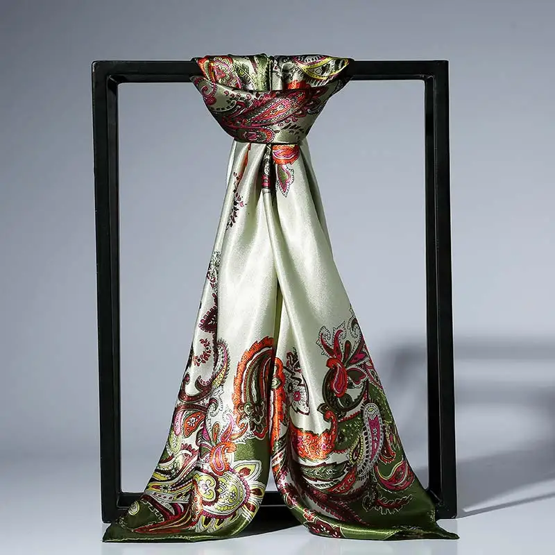 Большой размер 90*90 см, мягкий 1 шт., удобный 12 цветов, цветочный модный платок, атласные шарфы-шали, имитированный шелковый шарф