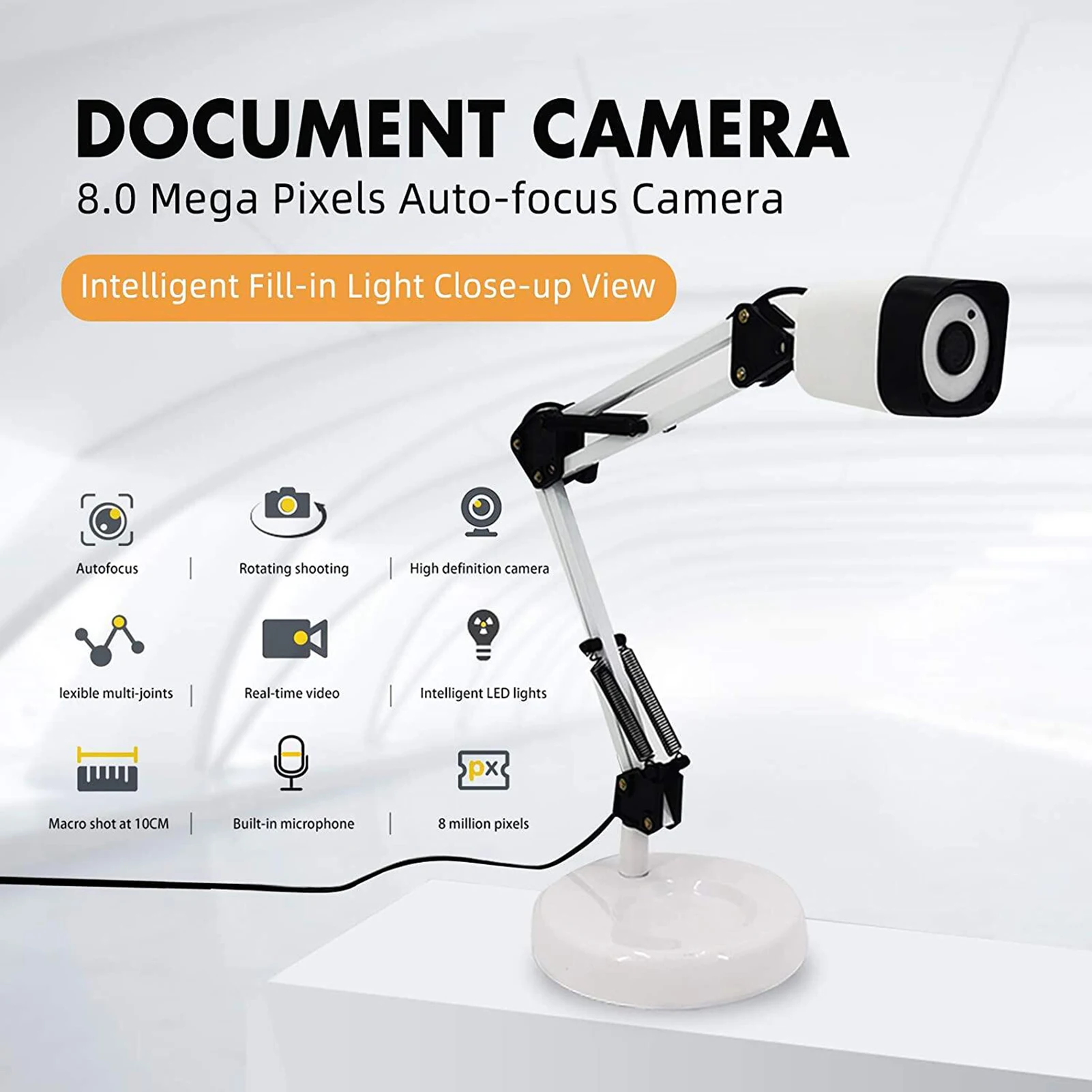 2 in 1 Document Scanner Camera & Webcam with Auto-Focus and LED Supplemental Light 8 Mega-pixel High-Definition A3 Scan Size