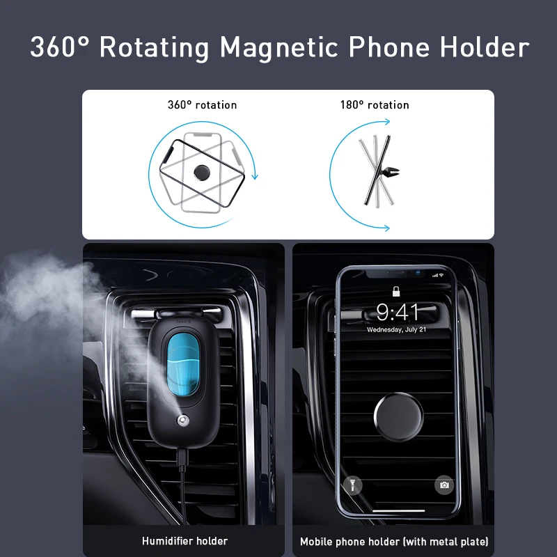 Billig Baseus Auto Luftbefeuchter Tragbare Diffusor mit Magnetische Auto Air Vent Halterung Halter Aromatherapie Air Freshner Mini Luftreiniger