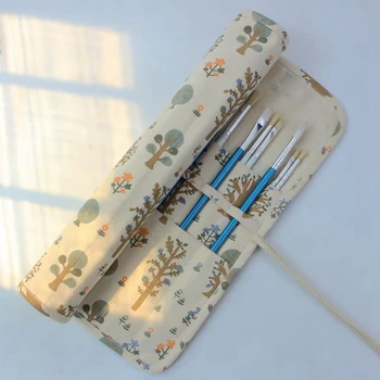 

Pencil Case 20Holes School Supplies Art Pen Bag Pouch Canvas Pen Wrap Roll Makeup Cosmetic Brush Pen Storage Stationery Student