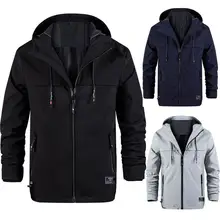 Мужской осенне-зимний водонепроницаемый Тренч повседневная толстовка на молнии однотонная Лоскутная теплая куртка спортивная верхняя одежда a21