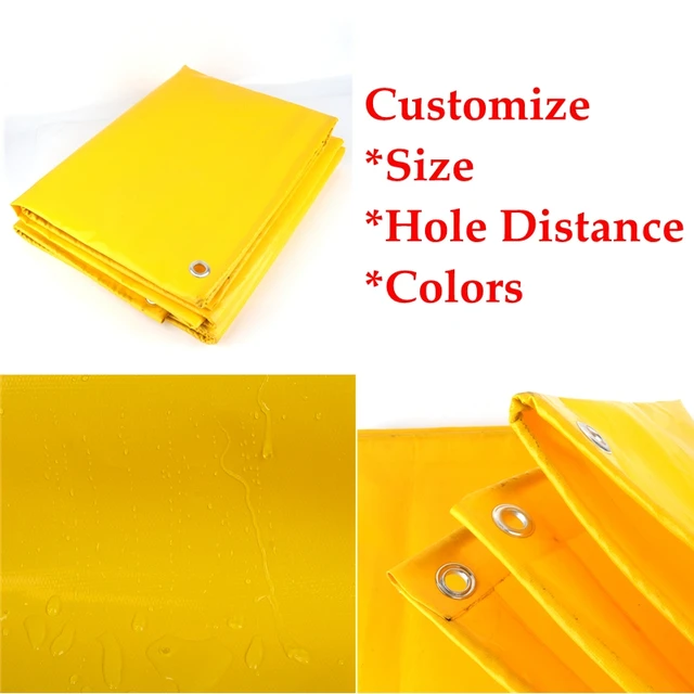 Vastagság 0,45 Mm Sárga Pvc Tarpaulin Esőálló Ruhával Napfényes Napzók Kerti Udvari Teherautó Vízálló Kendő