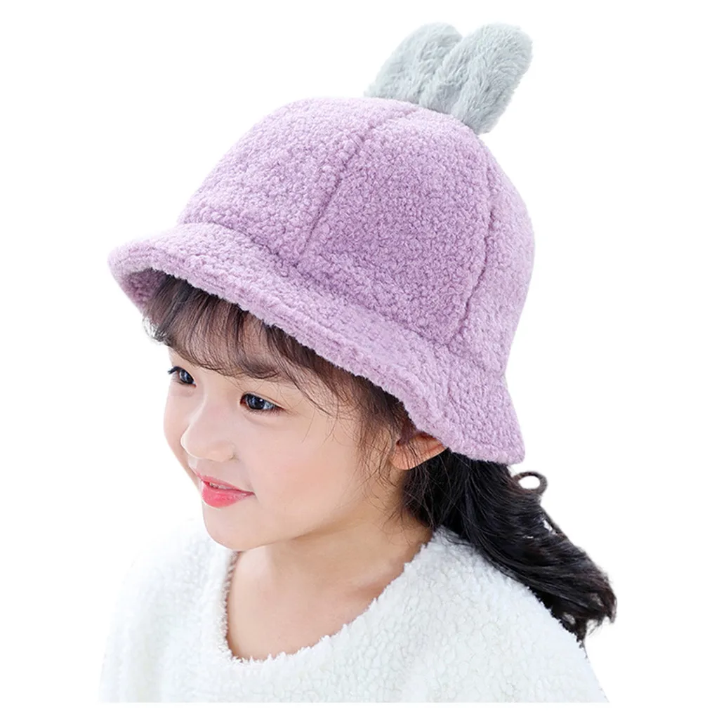 Детская шапка с мультяшными ушами; повседневная одежда для новорожденных; реквизит для фотосессии; зимняя теплая детская шапка; детская зимняя шапка; шапка для детей - Цвет: Фиолетовый