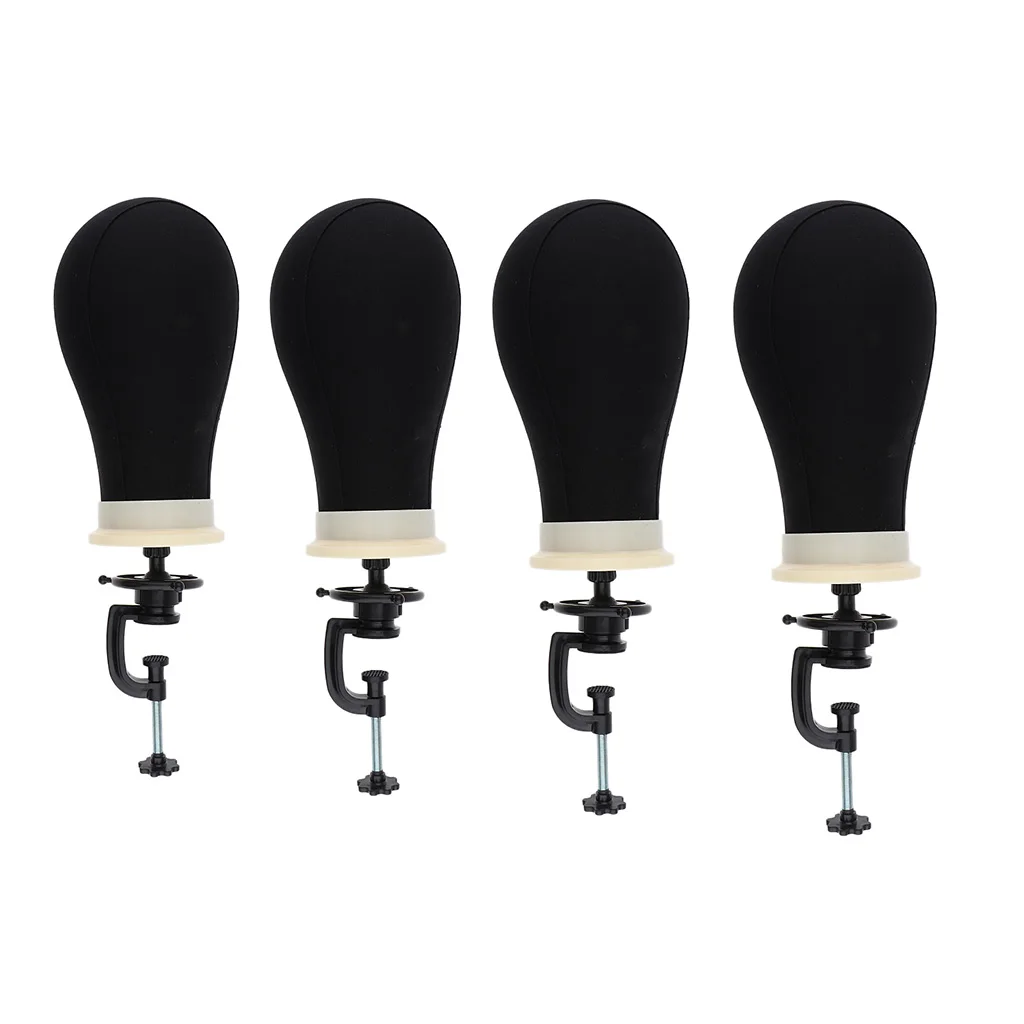 Black Styrofoam Canvas Block Head Wig Making Styling Hairpiece Display Mannequin Model with Table Clamp Stand