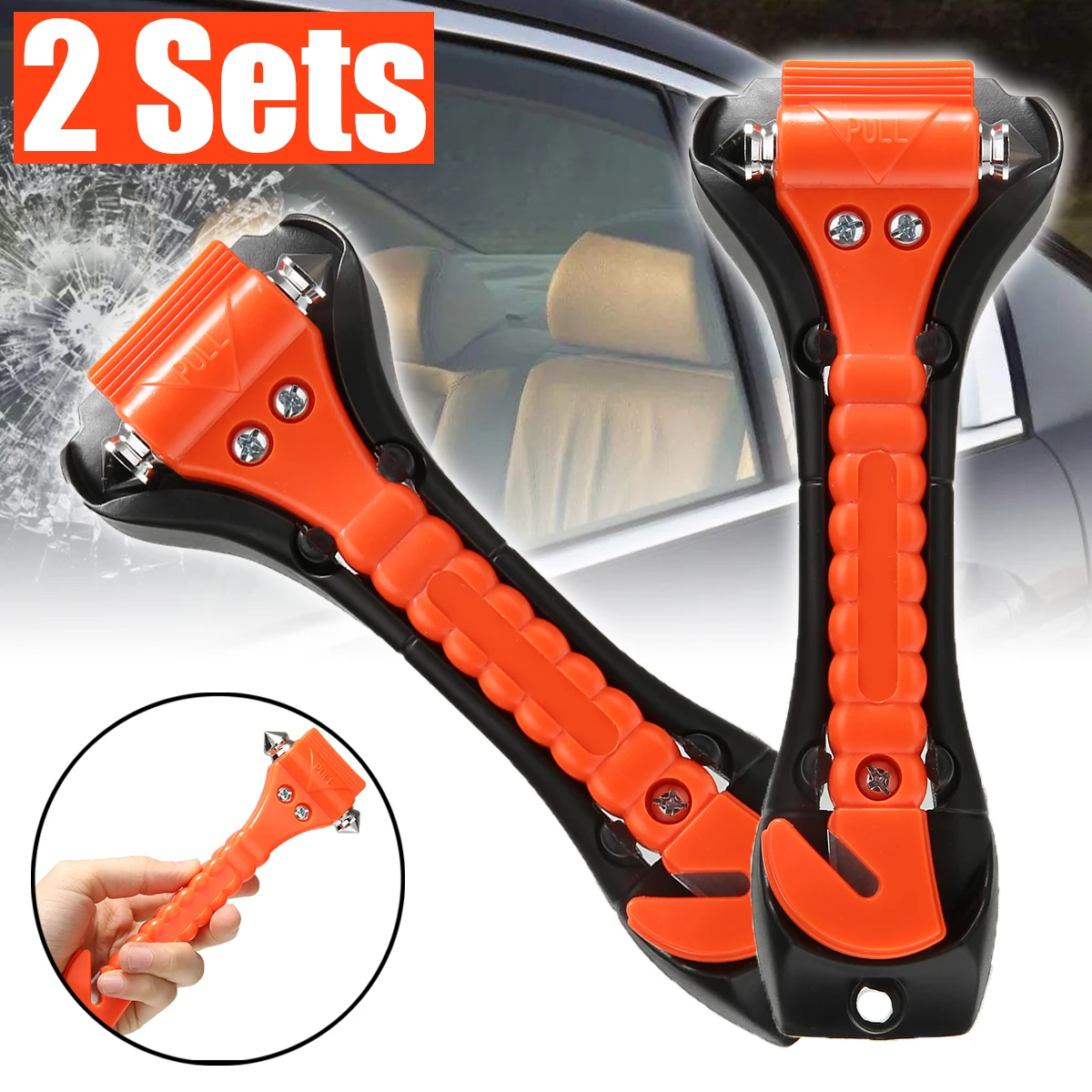 2PCS Car Emergency Hammer Safety Life Saving Escape Seat Belt Cutter Window Glass Breaker Rescue Red Hand Tool | Инструменты