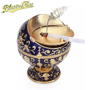 

Gold Windproof Ashtray With Cover Creative Standing Ash Tray with rotating lid for Home and Car Gadget