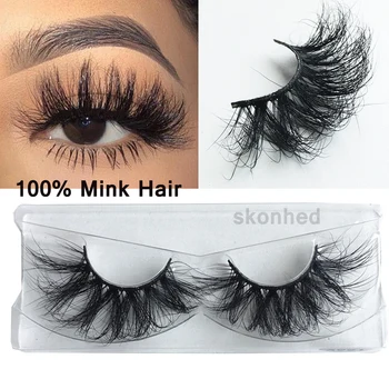 

HOT 1Pair 25MM 3D False Eyelashes 100% Mink Hair Fake Lashes Dramtic Thick Long Wispies Fluffy Eyelashes Extension Makeup Tools