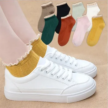 

Promotion 8 Pair Colorful Cotton Socks Women Laciness Spring Summer Shorts Sox Female Top Quality Pink Sock Asakuchi Lady