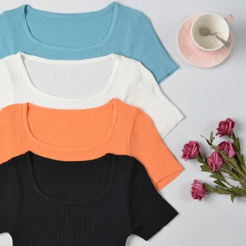 

Make firm offers han edition ins based joker retro collar knitting with short sleeves