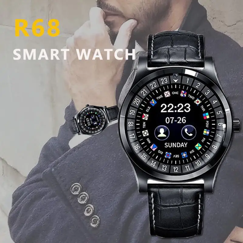 BEESCLOVER Смарт-часы R68 Bluetooth круглый экран Smartwatch мужские часы Поддержка SIM TF карты напоминание о звонке шагомер d35