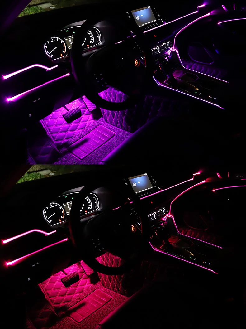 10 м 10 в 1 RGB светодиодный интерьер автомобиля атмосферные огни EL неоновые волоконно-оптические полосы лампы многоцветный Bluetooth телефон приложение дистанционное управление