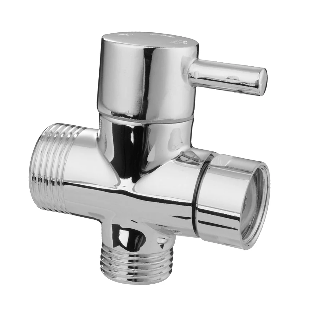 Silver 3 ways T-adapter Valve Diverter for handheld Shower Head Bidet Faucet Tap G3/4inch G1/2inch