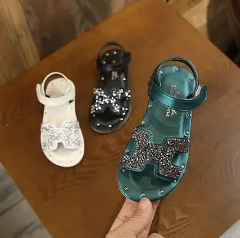 

New Spring Summer Children Casual Shoes Girls Sandals Sequins Bowtie Princess leather shoes Girls Shoes dance Performance shoes