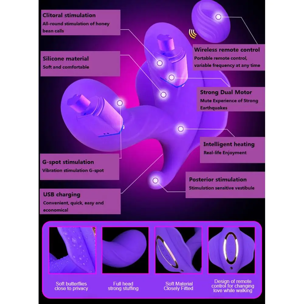 Wearable Butterfly Dildo Vibrator Adult Sex Toys for Women G Spot Clitoris Stimulator Wireless Remote Control Vibrator Panties