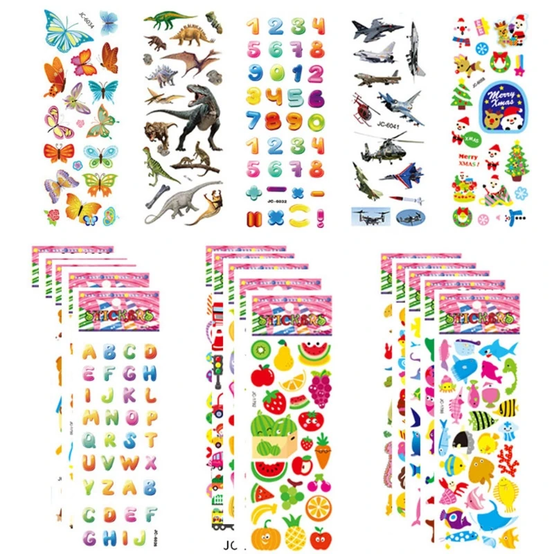 Stickers for Kids Puffy Kids Stickers Sheets 32 Different Bulk Variety Pack  Stickers for Girls Boys Rewards, Craft Scrapbooking Including Animal