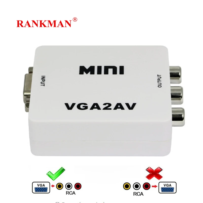 

Rankman VGA to AV RCA CVBS NTSC/PAL Audio Video Adapter 1080P for PC TV-box DVD VCD TV Monitor