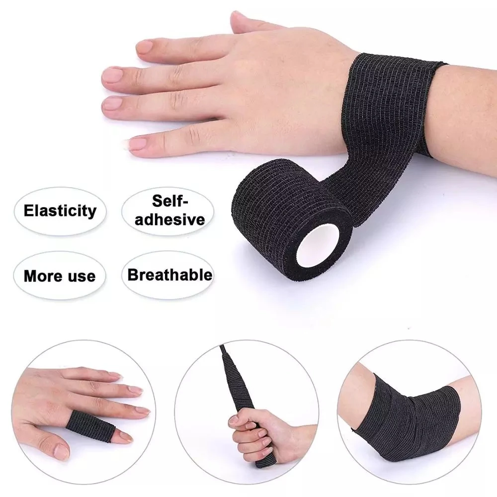 H1f87708f5ae441948ea28de140312426G 5/10/15/20 Black Tattoo Grip Bandage Cover Wraps Tapes Nonwoven Waterproof Self Adhesive Finger Protection Tattoo Accessories Mallzona