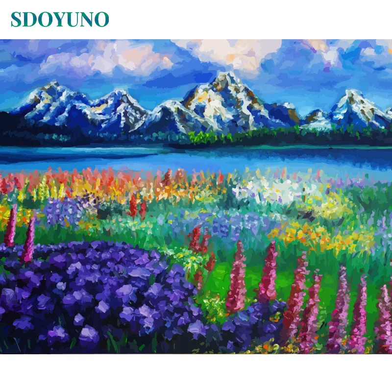 

SDOYUNO Drawing by numbers Landscape 60x75cm DIY Painting By Numbers Frameless Home Decor Digital Painting On Canvas For Gift
