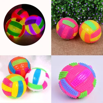 

New Elastic Glow Spur Ball Football Toy Pinch Music Flash Vocal 6.5cm Massage Patch Football For Boy Children Small Gift Toys